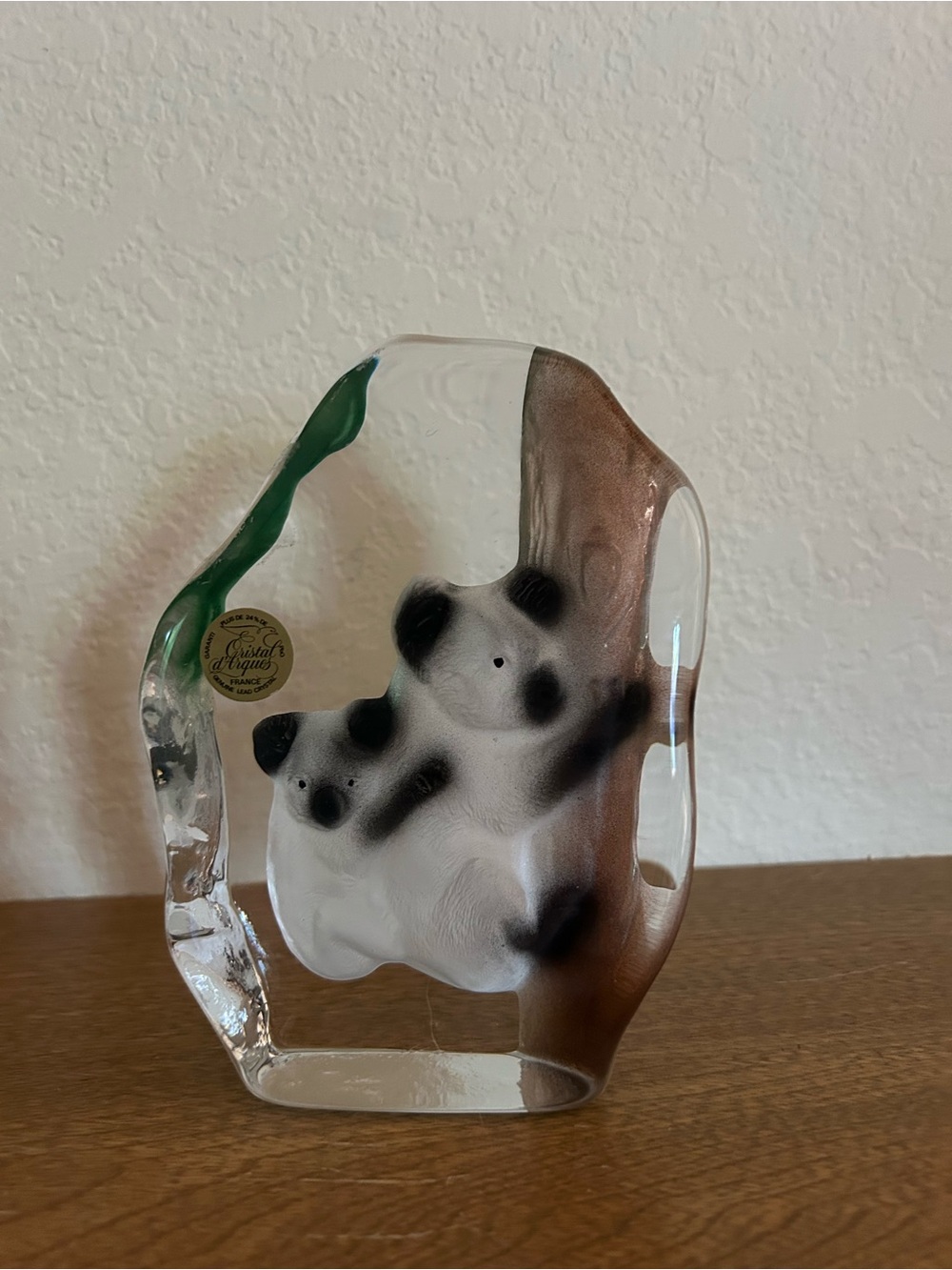 Cristal d Argues.France genuine lead Cristal koala bears paperweight